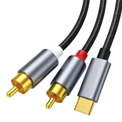 Premium USB - C to 2 RCA Audio Converter Y - Cable Splitter Adapter - 2m (Type c to 2RCA)