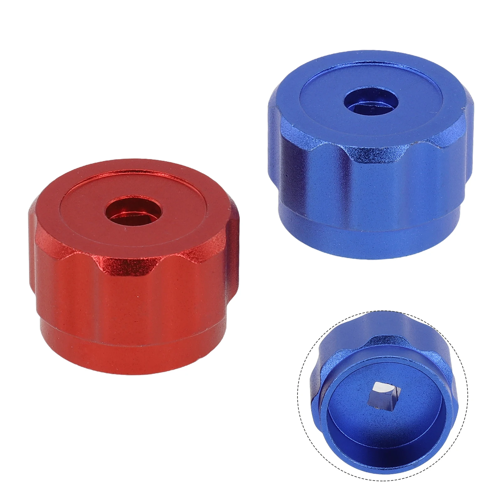 

2PCS Round Wheel Handle Faucet Handles Manifold Gauges Knob Aluminum Alloy Red + Blue Instrument Knob HVAC Tools