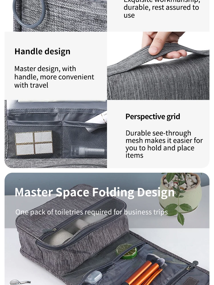 Description Picture 6 of itemFoldable Toiletry Bag Organizer Hanging Storage Bag Bathroom Makeup Bag Case Cosmetic Bag Travel Bag For Travel Business