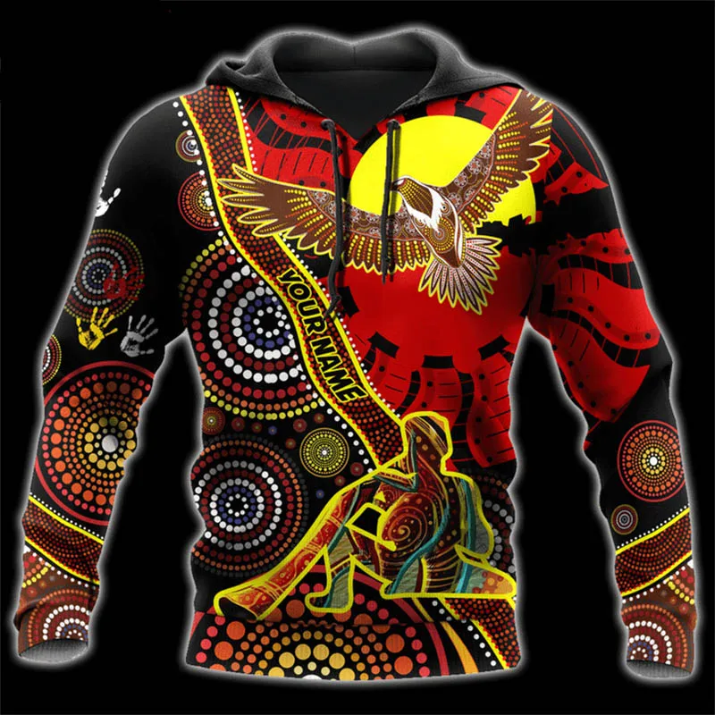 thumbnail image 1 of Sudadera con capucha con estampado 3D de lagarto, tortuga, roca y bandera aborigen, novedad en sudaderas y sudaderas para hombres y mujeres, sudadera con capucha de moda, 1 of 5