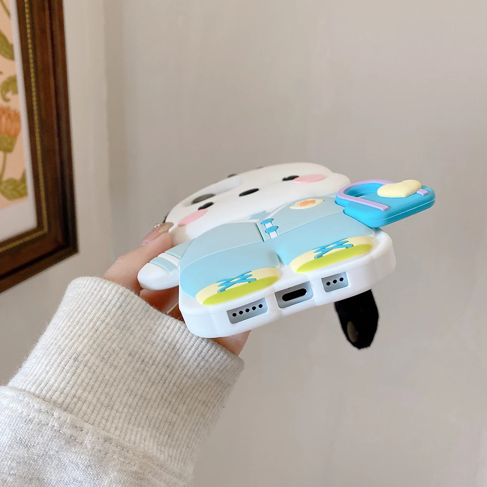 3D Cartoon Dog Silicone Phone Case with Strap - Shockproof & Soft Protective Cover