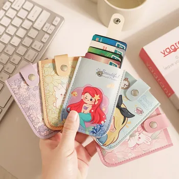 Pull-out Type Mini Card Wallet 5 Card Pockets Waterproof Business Card Case Lightweight Laminated Concealed ID Card Holder Women 1