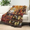 Pixel Art Flannel warm comfort  soft plush P-Pokemon blanket for Anime sofa living room bedroom travel gift single-sided printed 1