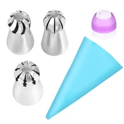 Deluxe Russian Piping Nozzle Set - 3 - Piece Sphere Tips for Cake and Cupcake Decorating (5pcs)