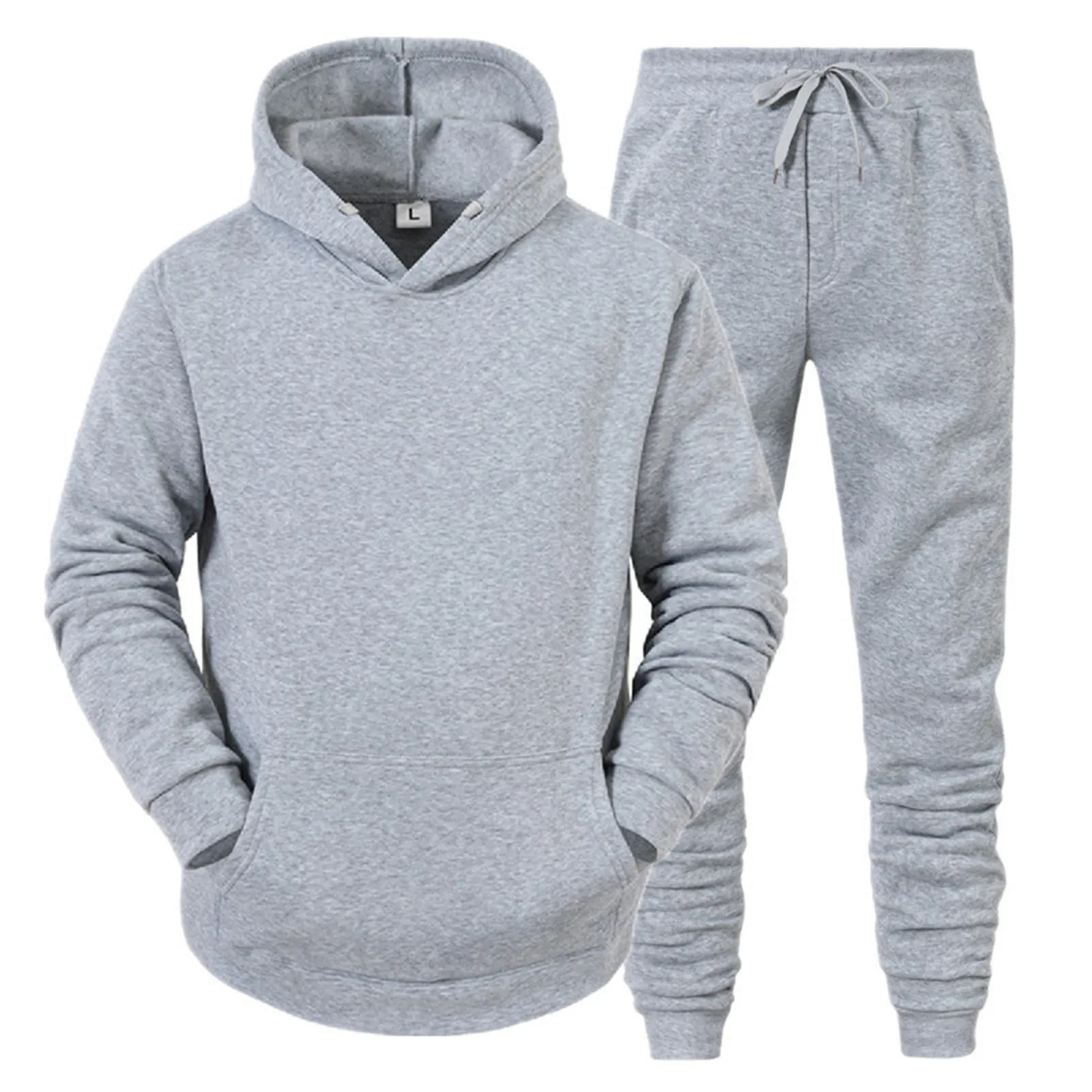 Men Hoodie Suit Autumn Winter Pockets Tracksuit Elastic Waist Drawstring Sweatpant Hip Hop Oversized Sports Jogger 2 Pieces Sets mens zip up hoodie set dot hooded pockets cardigans drawstring sweatpants autumn winter fitness 2psc sports tracksuit sets