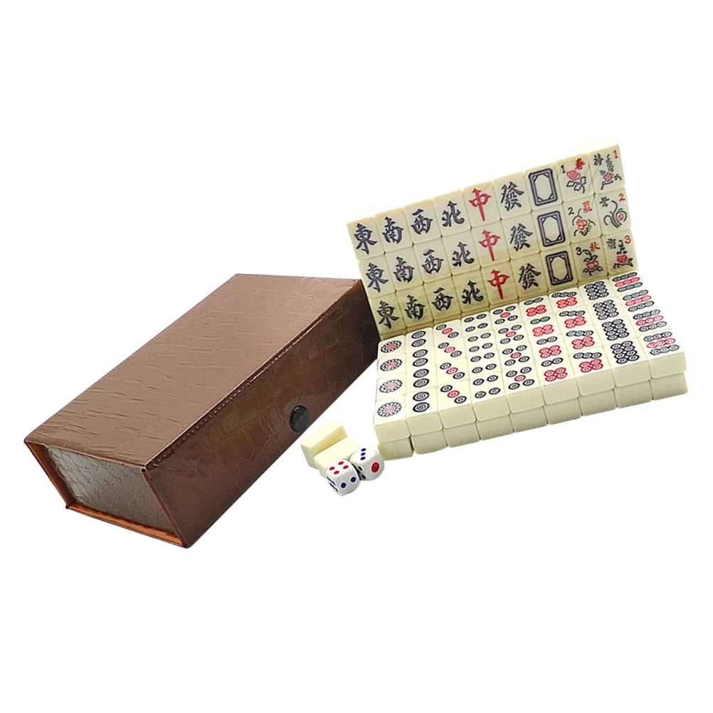 Mini Mahjong - Jogo Majong com mala madeira - Conjunto ladrilhos acrílicos  mahjong para viagem, amigos, família, lazer, festa, jogos, suprimentos
