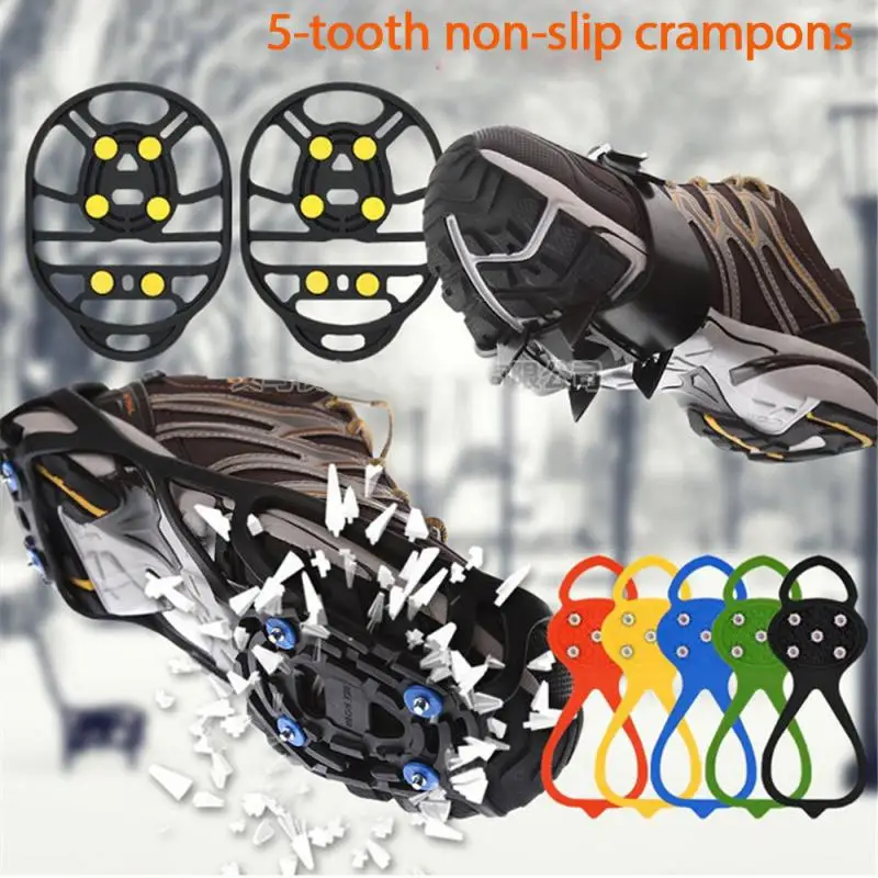 

Unisex Men 5 Teeth Ice Gripper for Shoes Crampons Ice Gripper Spike Grips Cleats for Snow Studs Non-Slip Climbing Hiking Covers