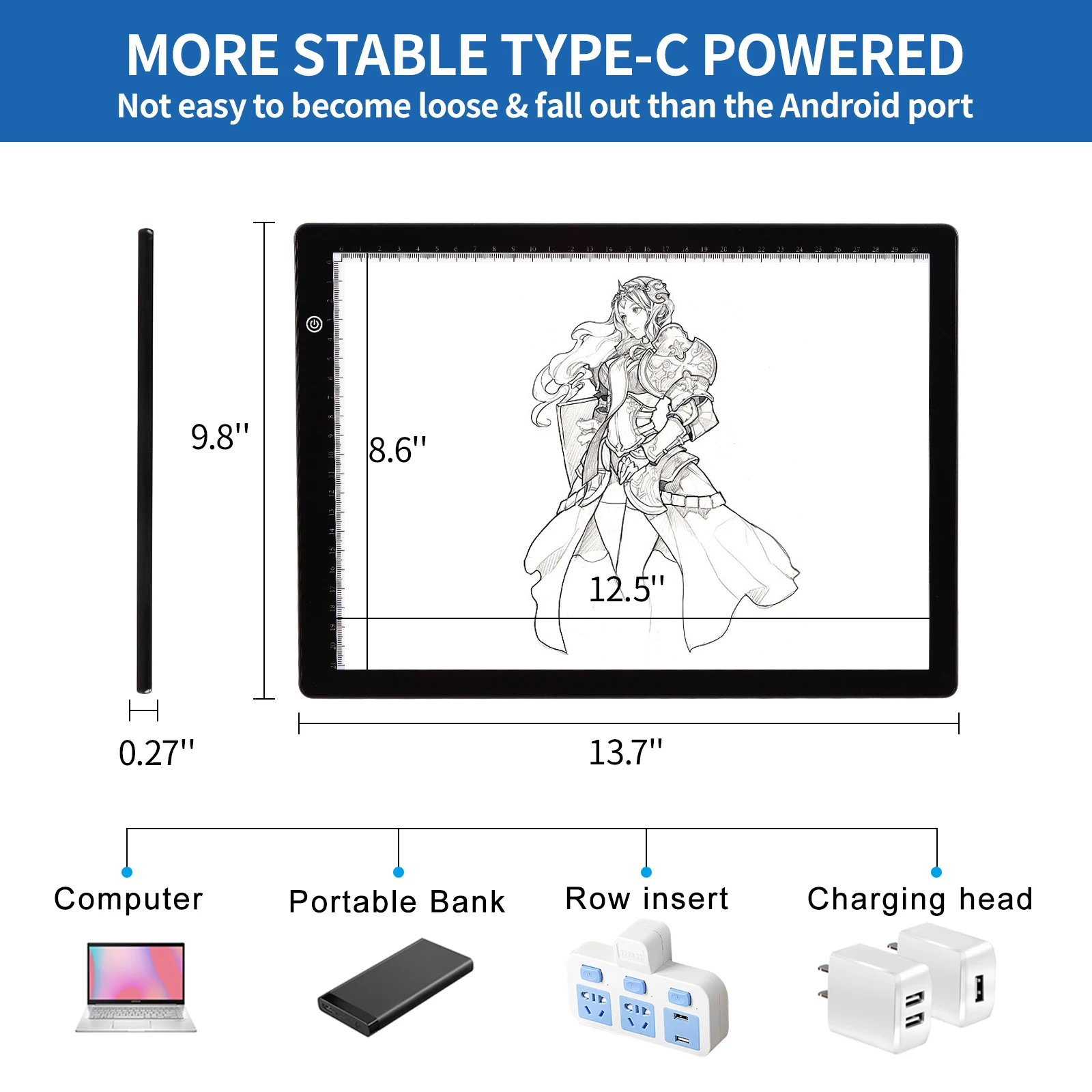 New A4 Drawing tablet wacom Digital Graphic Tablet LED Diamond Painting Light Pad Board Portable Board for X-ray film viewer - Image 3