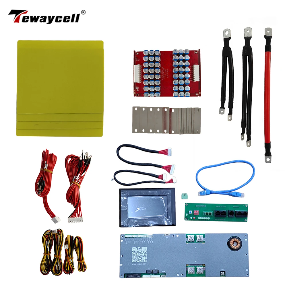 Tewaycell DIY 15Kwh 48V 280Ah LiFePO4 Battery Case Kit 51.2V 300Ah with JK-PB2A16S20P BMS+4.3inch LCD Screen +All Accessories Rechargeable Battery Lifepo4 Battery