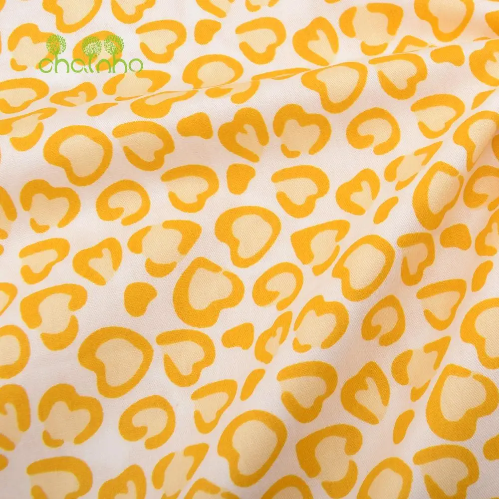Chainho,Printed Twill Weave Cotton Fabric,Patchwork Cloth,DIY Sewing Quilting Material,Yellow Series,4 Specification,CC393