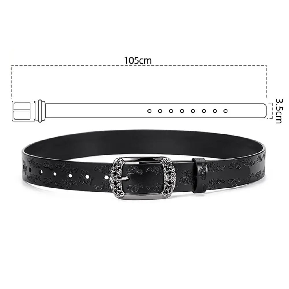 Fashion Alloy Pin Buckle Carved Waist Belt Harajuku Chic PU Leather Belt Vintage Y2K Punk Waistband For Women