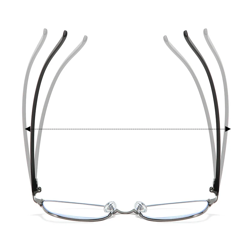 VIVIBEE 2025 Business Style Reading Glasses +150 Men Metal Grey Frame Blue Light Blocking Clear Lens Square Eyeglasses +250 5