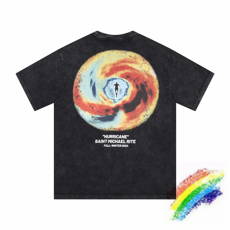 

Футболка Hurricane Saint Michael RITE сезона осень-зима 2024, мужские и женские футболки высокого качества, Промытые футболки