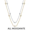 Lnngy 925 Sterling Silver Necklaces Round Cut 2.5mm/4mm Bezel Moissanite Choker Necklace for Women Multilayer Neck Jewelry