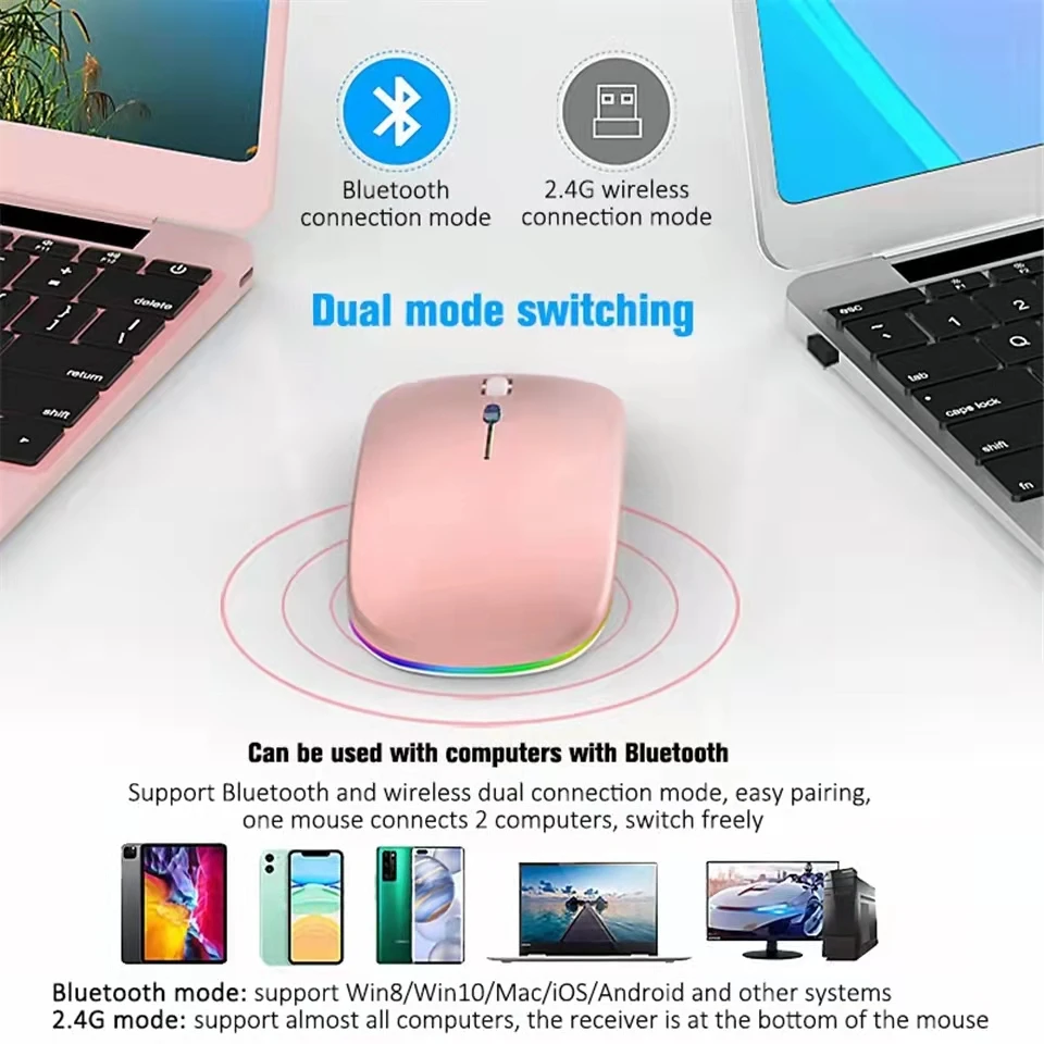 Wireless Mouse Gaming Mouse USB Rechargeable Bluetooth-compatible RGB Mice Silent Backlit Ergonomic Gaming Laptop PC wireless mouse,gaming mouse,wireless gaming mouse,ergonomic mouse