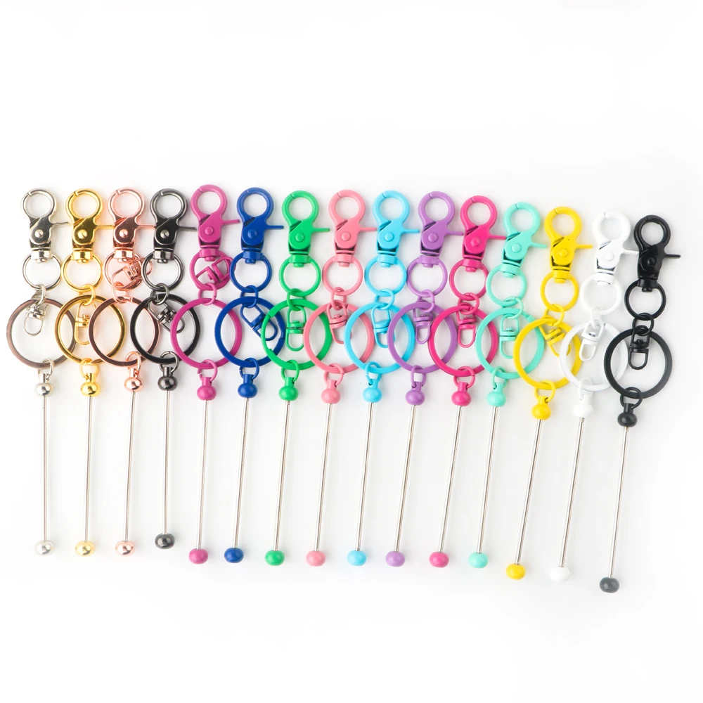 금속 구슬 열쇠 고리 구슬 키 체인 랍스터 클로 걸쇠 키 체인, DIY 자동차 키 체인 가방 배낭 장식 펜던트, 10 개, 50 개, 100 개