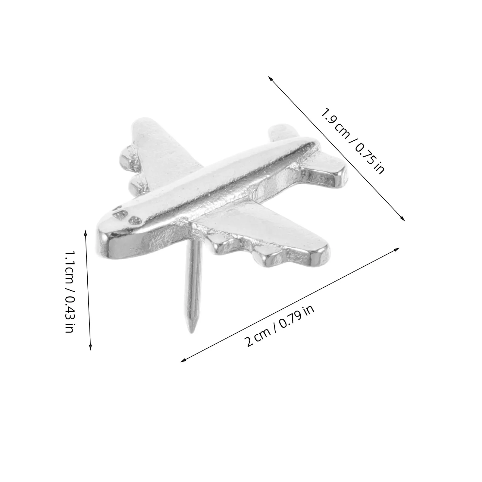 24Pcs 3D 실버 금속 비행기 푸시 핀 사무실 벽 게시판지도 장식을위한 귀여운 튼튼한 압정 장 푸시 핀