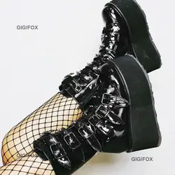 GIGIFOX Brand New Fashion Gothic Big Size 43 Halloween Cosplay Gift Outfits Chunky Heels Platform Motorcycles Boots Woman Shoes