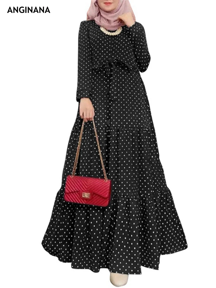 

Summer Large 6xl 110kg Women's Dress big size 3xl 5XL Round Neck Long Sleeve Loose Bohemian Black Red White Belt Dress