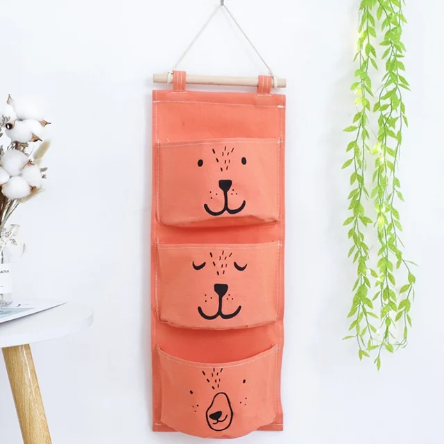 3 Zseb Aranyos Falra Szerelt Tároló Táska Kozmetikumok Játékszekrény Szervező Ruha Lógó Gyerekek Tasak Lakás Dekoráció - Image 2