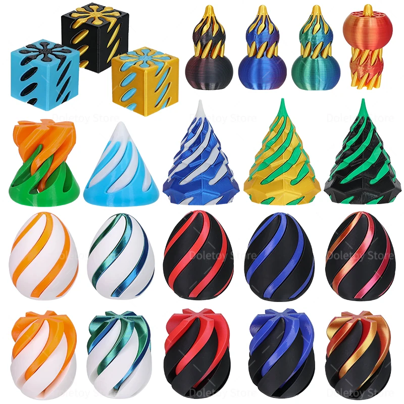3D Printed Helix Screw Rotating Toys Stress Reducing Tool Egg Groud Cube Passthrough Sculpture Spiral Cone Home Decoration fidget toys decompression tool toy fingertip stress relief toy fidget toy fingertip decompression toy