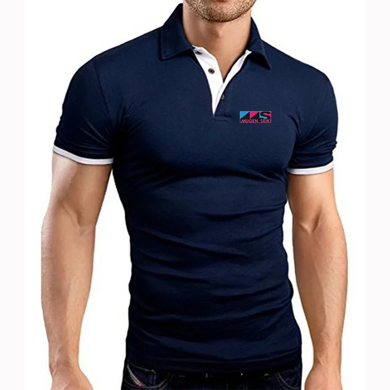 Short Sleeve T Shirt Mugen Seiki Men's Collar Hollow Short-sleeved Polo Shirt Breathable Business Fashion T-Shirt