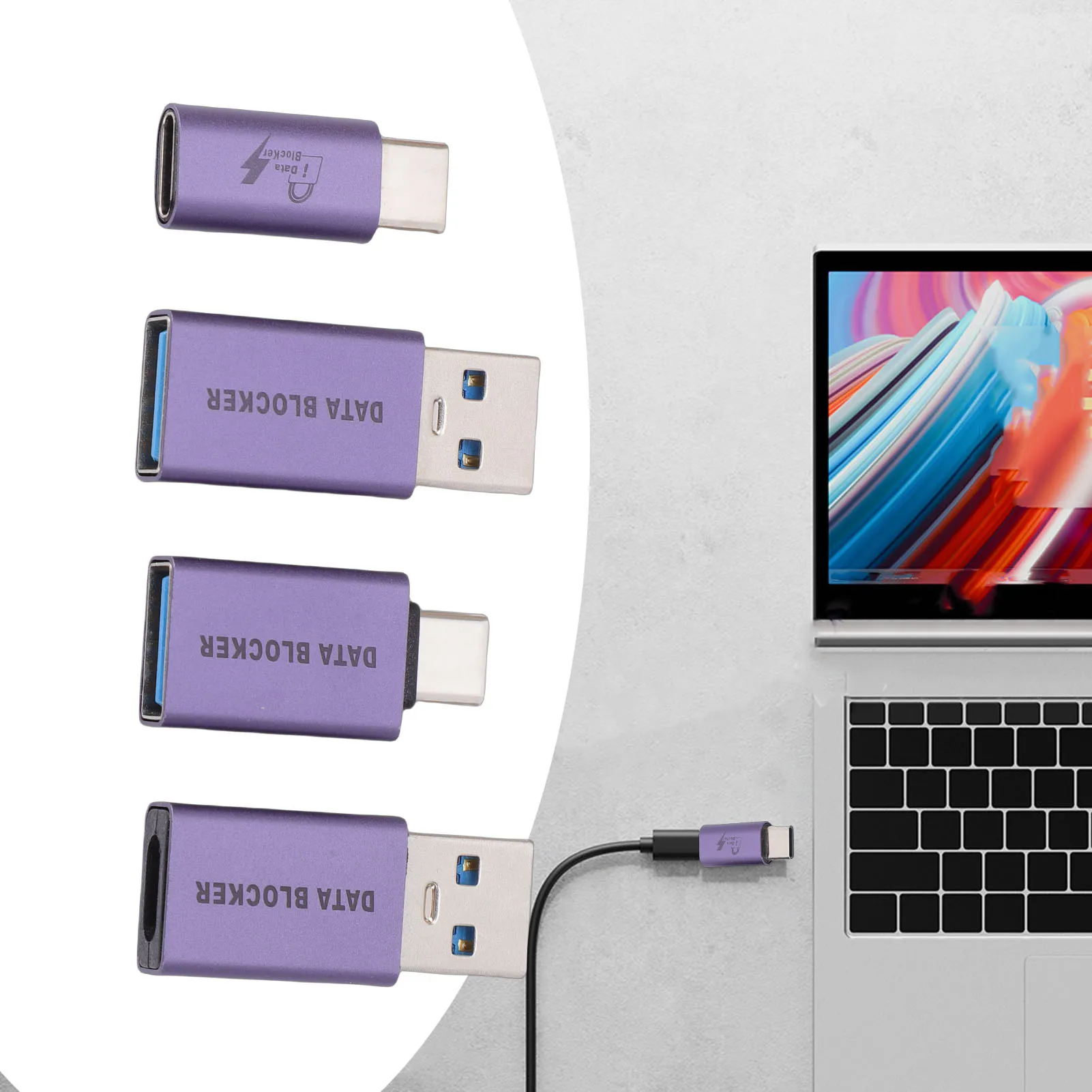 USB-A to USB-C Data Blocker - Secure Quick Charge Adapter