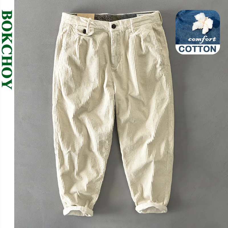 2021 Autumn Winter New Men Cotton Corduroy Pants Solid Color Casual Safari Style Multi-pocket All-match Workwear GML04-Z325