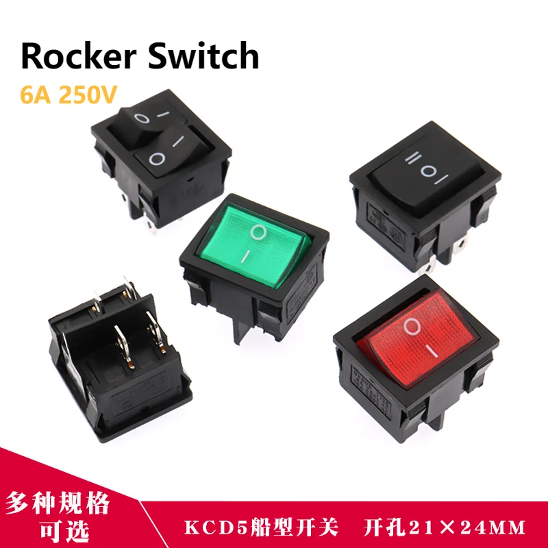 

Kcd5 Ship Type Switch RockeR Power Button 6A250V 21 * 24MM 4-pin 2nd Gear/6-pin 3rd Gear Red Green