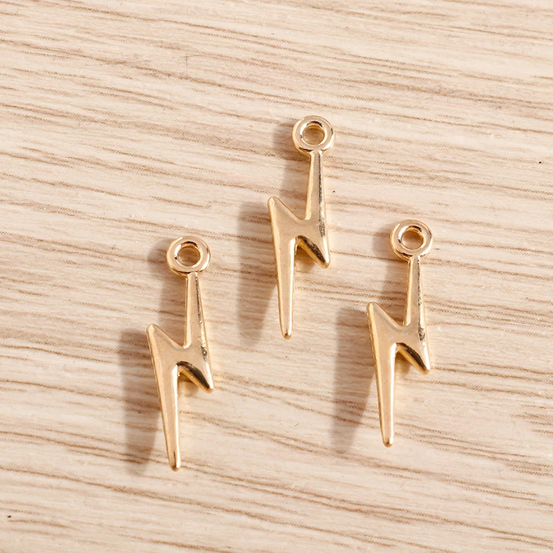 40 Stück 5 x 20 mm niedliche Blitz-Anhänger aus Legierung für die Schmuckherstellung, Ohrringe, Halsketten, Armbänder, DIY, handgefertigte Bastelbedarf – Detail 3