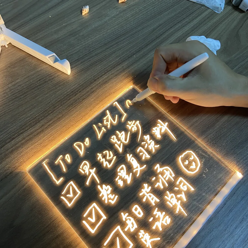 

Rewritable Transparent Acrylic Kids Home Luminous Message Board Stall Handwriting Price Blackboard Mobile Clipboard