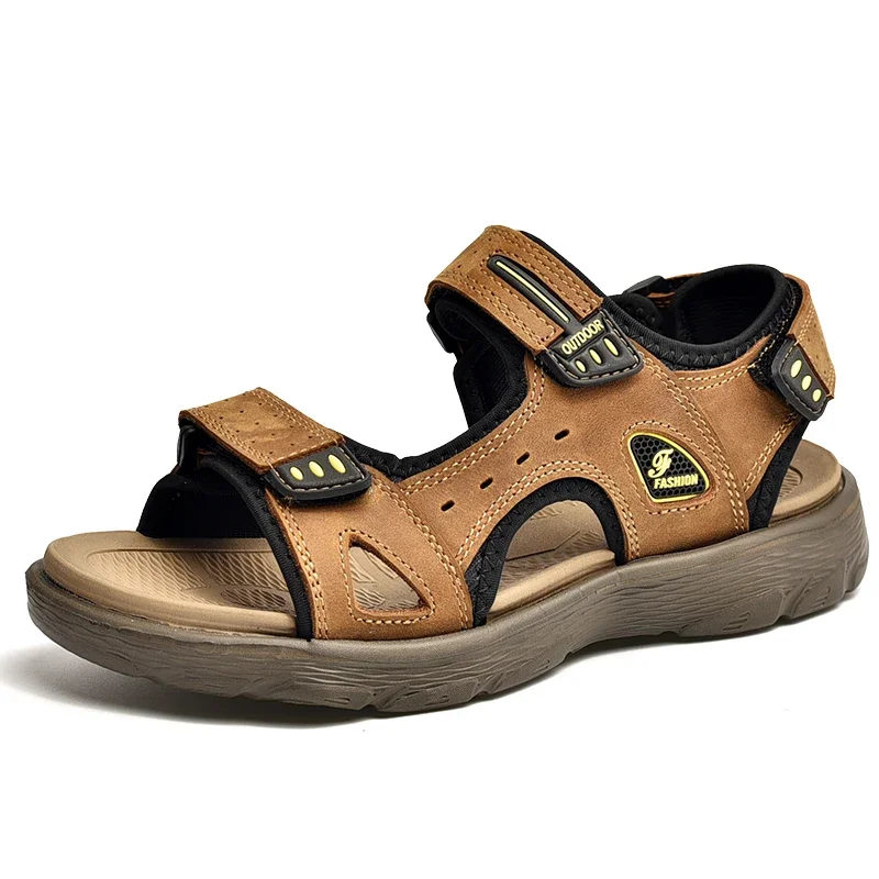 

New Summer Men Genuine Leather Sandals Classic Casual Shoes Men Outdoor Beach Sandals Roman Summer Men's Water Shoes Size 38-46