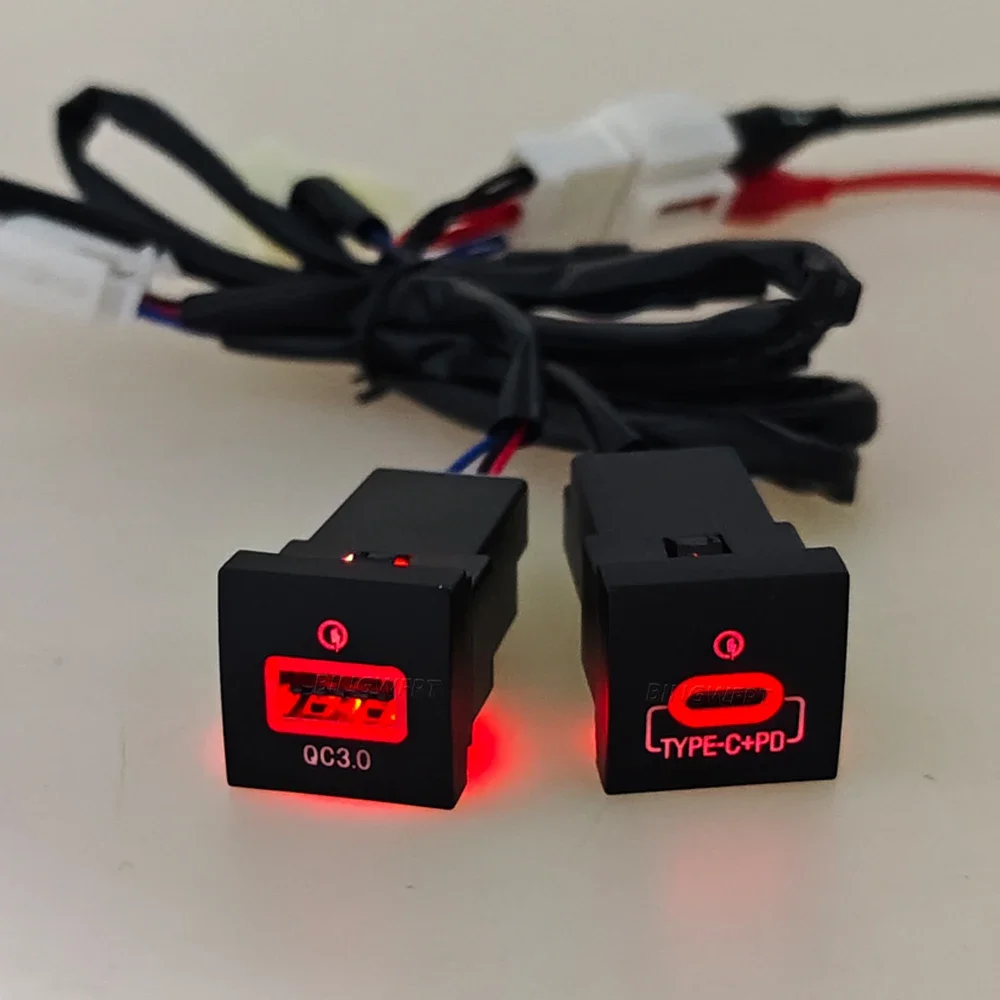 Fast Charge Adapter PD Type C and QC3.0 Power Outlet Switch for VW Golf 6 Jetta 5 MK5 Scirocco 2006 - 2014 USB Charger Socket