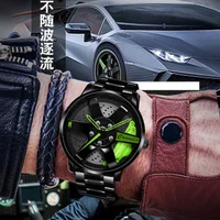Fashion Men Watches Hollow 3D Wheel Watch for Men Women Dress Watch Racing Style Anti-scratch Mirror Waterproof Male Wristwatch 2
