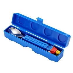 Modular DIY Building Block Lunch Box Bento Food Storage Container (Forks and spoons)