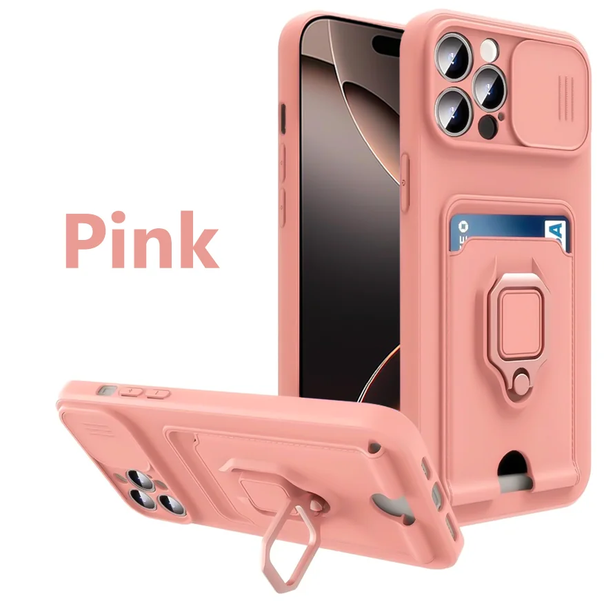 Enhanced Slide Camera Armor Case with Card Slot & Magnetic Ring Holder - Premium Protective Cover