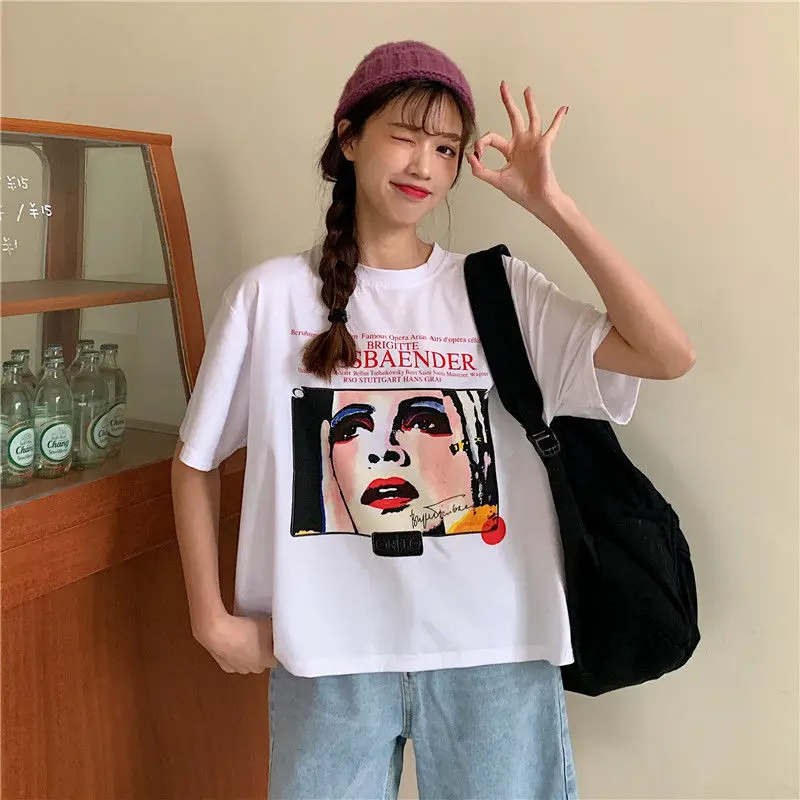 

Crop top Cartoon avatar White printed T-shirt Women