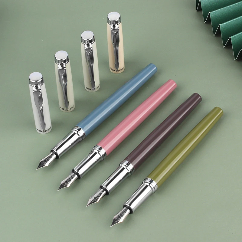 HERO 9386 Metal Fountain Pen Popular Style Morandi Color EF Nib 0.38mm Pen Elegant Writing Ink Pen