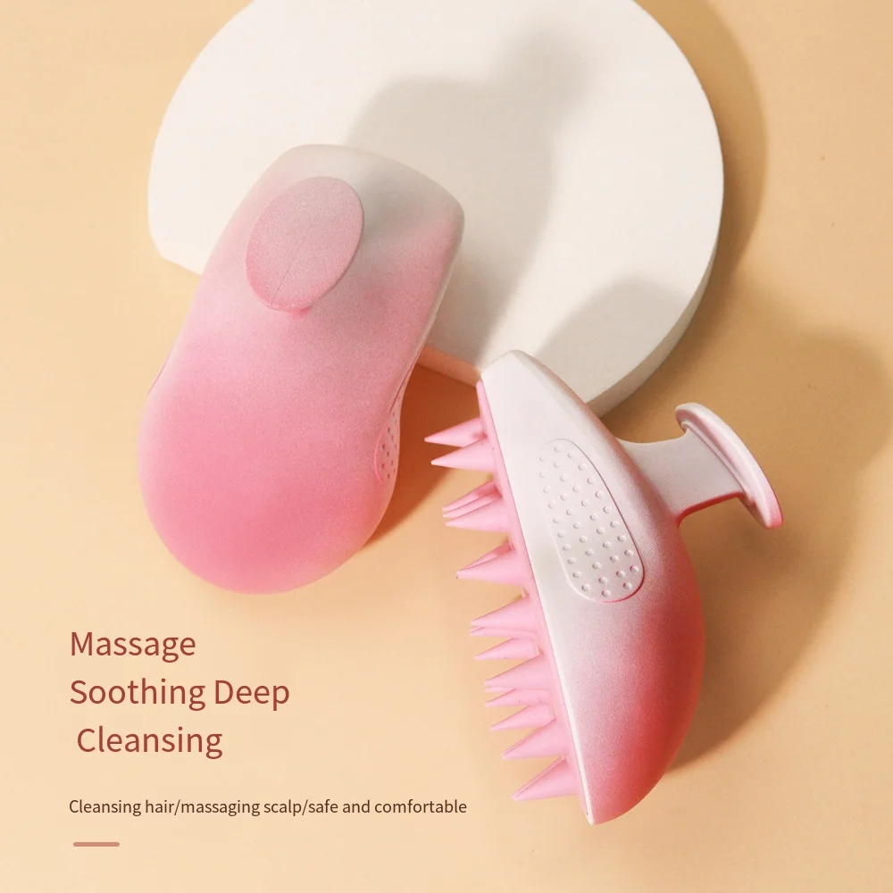 

Silicone Shampoo Massage Comb Conditioner Brush Peach Pink Shampoo Scalp Hairbrush Cleaning Masajeador Cepillo Para Cabello