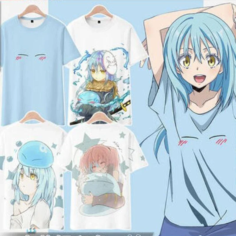 Dieses Mal wurde ich als Slime Rimuru Tempest wiedergeboren. 3D-Druck-T-Shirt für Damen und Herren, Sommer, kurzärmelig, lustiges T-Shirt