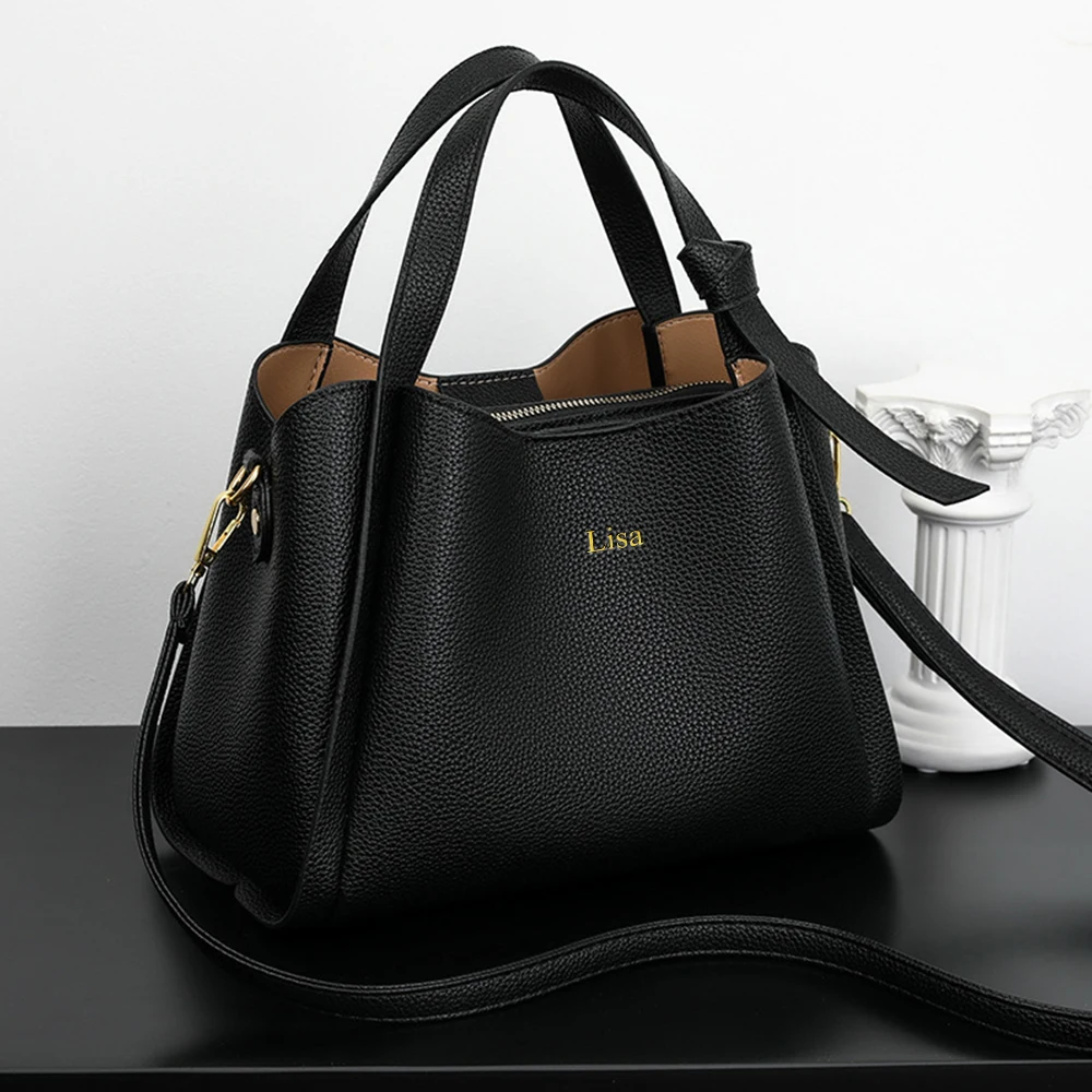 Customized Name Women's Handbag, Shoulder Bag, Crossbody Bag, Stylish and Versatile Bucket Shoulder Bag