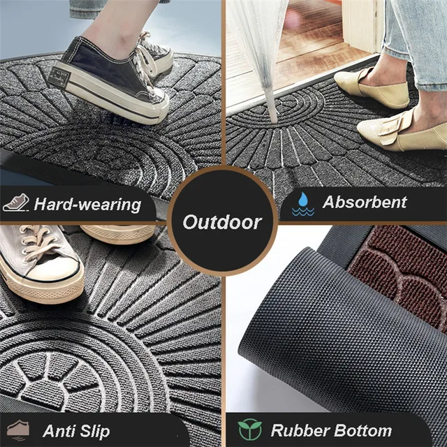 Rubber Scrape Door Mats Outdoor Indoor Semicircle Dirt Trapper Pad