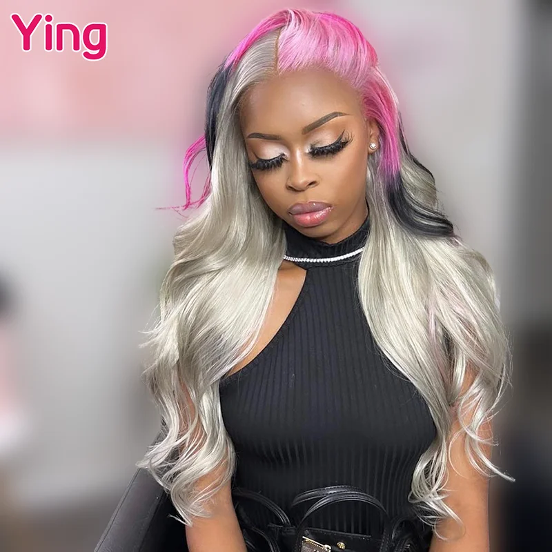 

Ying Body Wave Platina Pink Grey Color Peruvian Remy 13x4 Lace Front Human Hair Wigs 613 Blonde 13x6 Lace Frontal Wig PrePlucked
