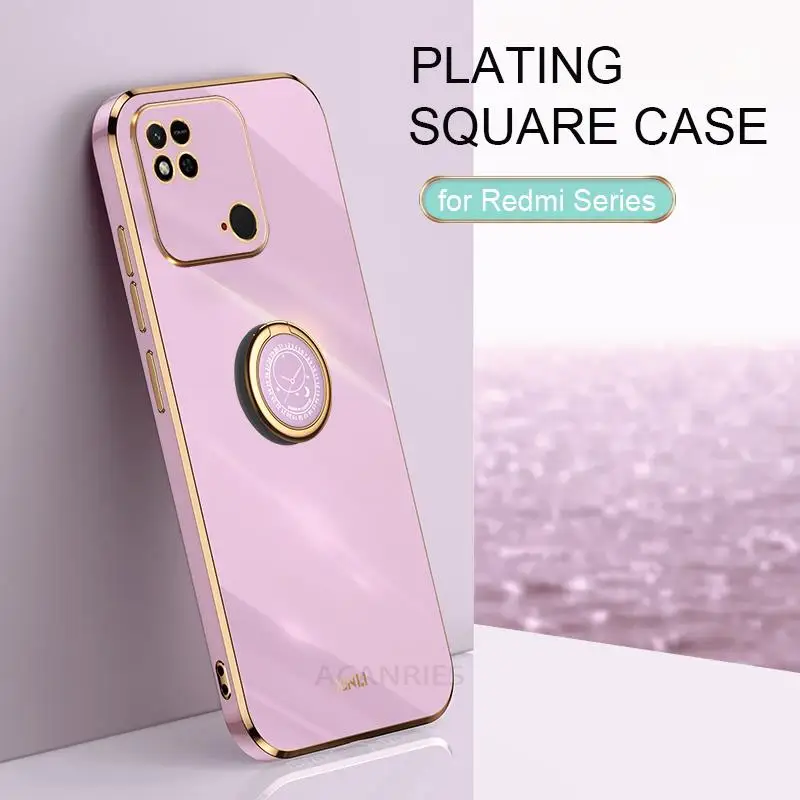 Luxury Silicone Plating Ring Holder Stand Case for Premium Protection, Redmi Series