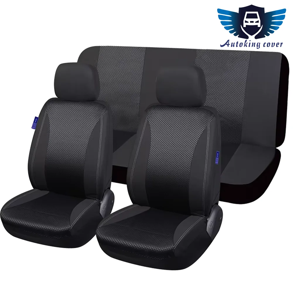 AUTOKING Karierte Polyester-Patchwork-Netzstoff Universelle Unisex-Autositzbezüge Set Zubehör Innenausstattung Mit Schwamm