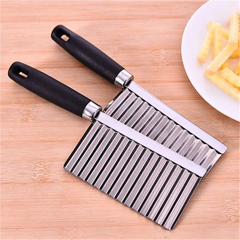 Potato French Fry Cutter Kitchen Accessories Stainless Steel Wave Knife Serrated Blade Chopper Carrot Slicer Vegetable Tools