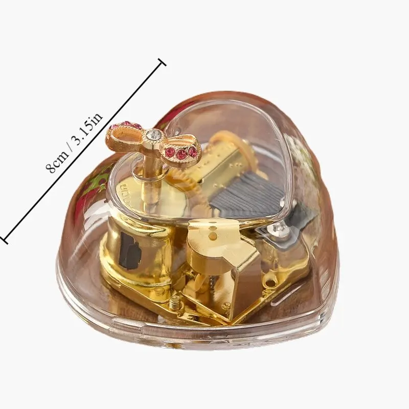 1pc Mini Creative Acrylic Material Transparent Hand Windup Metal Movement Octave Box Music Box, Friend Couple Birthday Gift 6