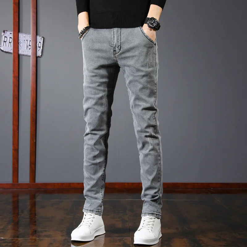 2023 Spring and Autumn New Classic Fashion Trend Solid Color Elastic Small Legs Men\'s Casual Slim Comfortable Breathable Pants