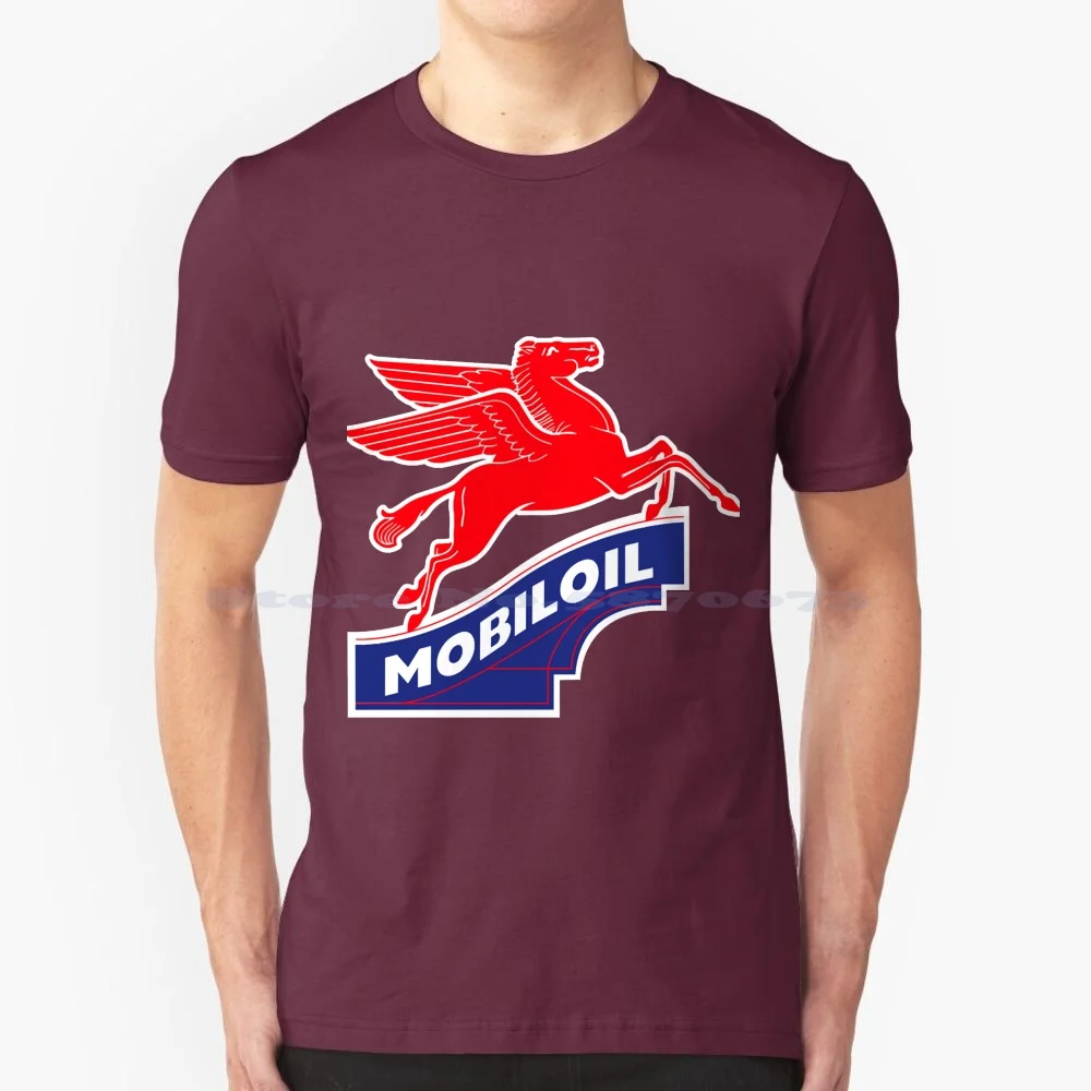 Mobil Oil Gas Station Vintage Sign-Logo 1930 T Shirt 100% Cotone Tee Gas And Oil Garage Benzina Pompa Di Gas Stazione Di Servizio Hot Rod
