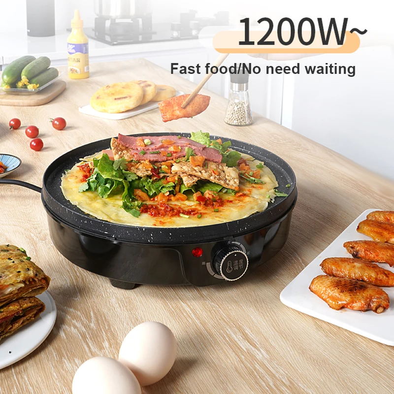 DMWD Electric Crepe Maker Pancake Cooker Steak Barbecue Grilling Stove Omelette Eggs Roll Frying Pan Pizza Pie Griddle Skillet 6